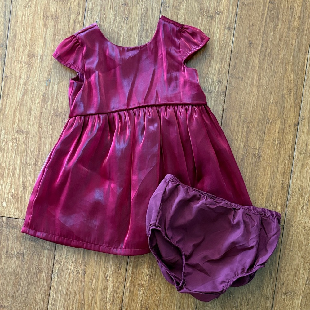 Burgundy Baby Dress with Bloomers